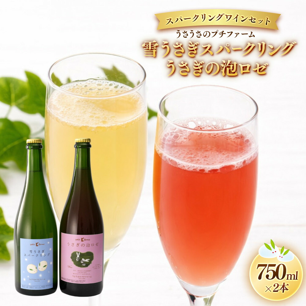 【ふるさと納税】スパークリングワインセット 雪うさぎスパークリング&うさぎの泡ロゼ　750ml&times;2本 | ｜ワイン 白ワイン ケルナー 大町産 国産ワイン 人気 おすすめ 酒 アルコール フルーティー 食中酒 ギフト プレゼント 高級感 保存食 送料無料 長野県 大町市 ふるさと納税｜長野県大町市