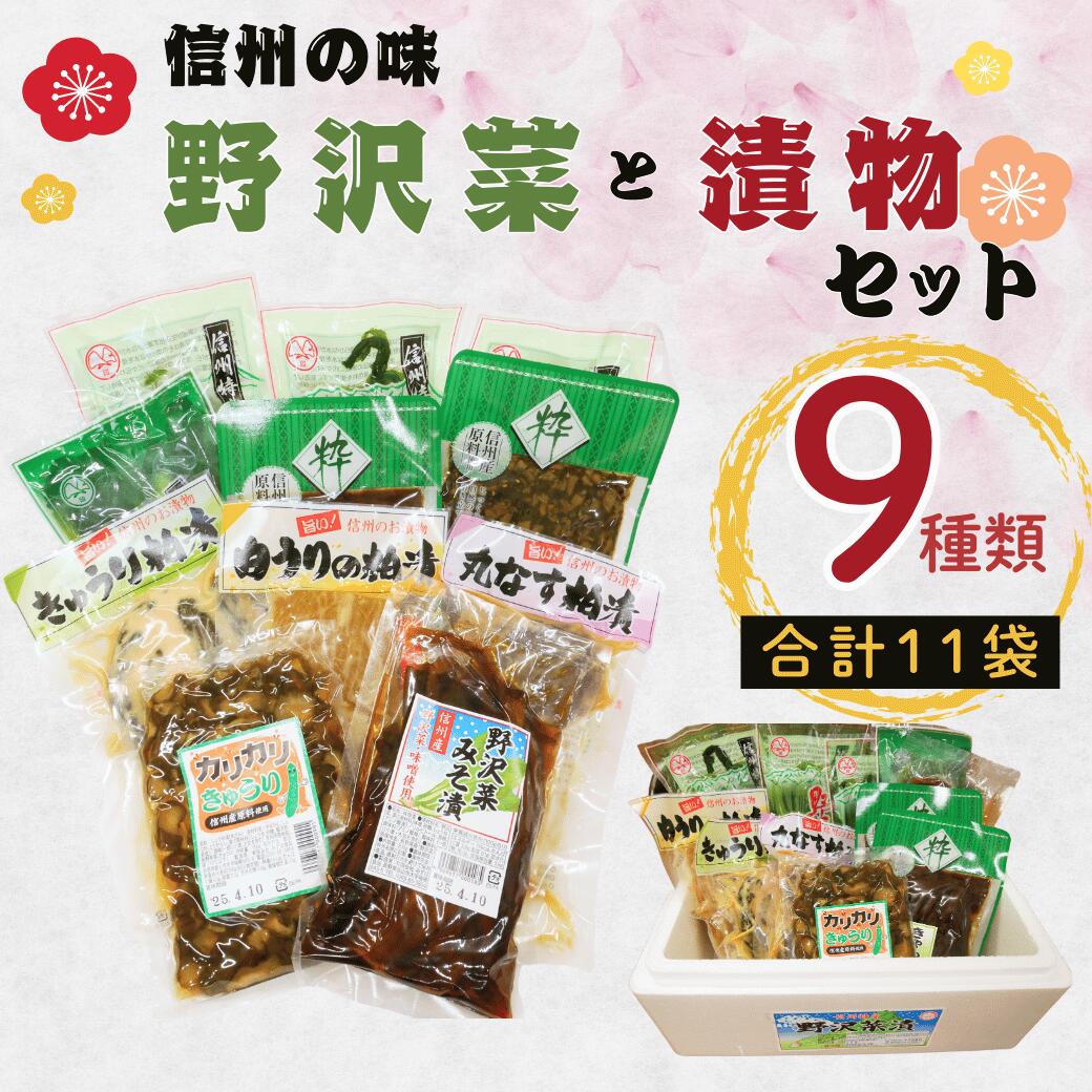 【ふるさと納税】信州の味　野沢菜と漬物セット9種類11袋(Bl-002)【野菜 長野県 飯山市 美味しい おいしい お取り寄せ 信州 信州産 漬物 つけもの 野沢菜 のざわな 粕漬 ギフト 記念日 カリカリきゅうり漬 野沢菜油いため 野沢菜みそ漬 きゃらぶき セット】