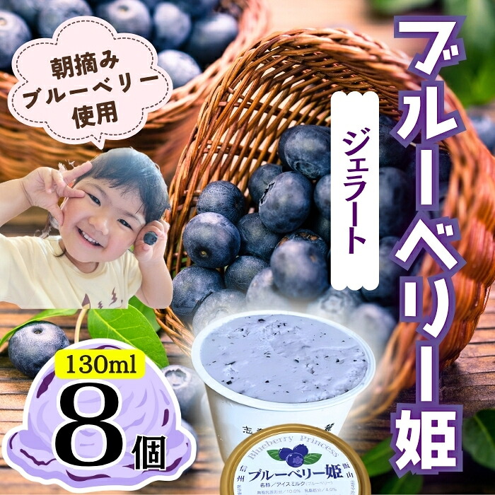 【ふるさと納税】手作りジェラート ブルーベリー姫 ８個 （Br-001）【 長野県 飯山市 信州牛乳 信州 アイス アイスクリーム 手作り ジェラート スイーツ ひんやりスイーツ おやつ デザート ブルーベリー フルーツ 人気 美味しい おすすめ 】