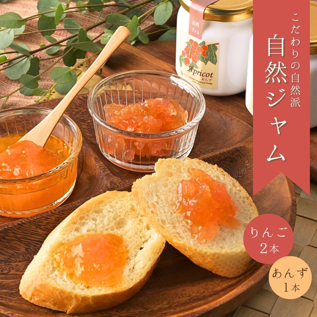 【ふるさと納税】こだわりの自然派 自然ジャム 3本セット(りんご2本・あんず1本) NJ-22RA|杏子ジャム アプリコットジャム ジャム 果物 杏子 あんず おやつ デザート スイーツ 軽食 国産 パンに塗る 信州 長野 千曲市 送料無料