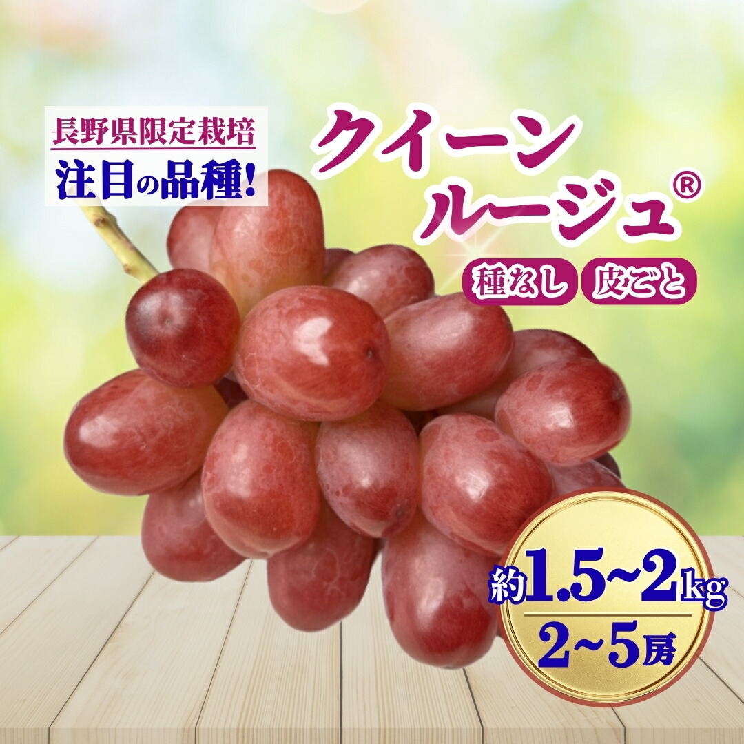 【ふるさと納税】【2026年先行予約】ぶどう クイーンルージュ・・ 約1.5kg / 約2kg｜ 果物 フルーツ 赤ぶどう 葡萄 ブドウ 種無し 種なし 皮ごと 千曲市 長野県 信州