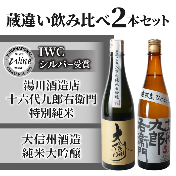 ふるさと納税 東御市 八重原産ひとごこち使用日本酒 蔵違い飲み比べ2本