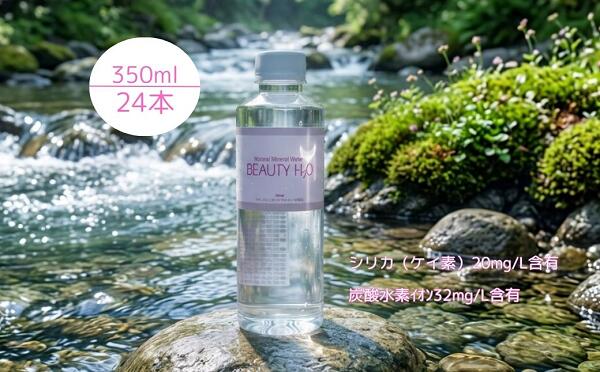 【ふるさと納税】　ナチュラル・ミネラルウォーター BEAUTY H2O　350ml&times;24本　信州 安曇野 天然 天然水 ミネラル 水 美味しい 自然 大自然 美容 健康 炭酸水素 炭酸水素イオン｜長野県安曇野市