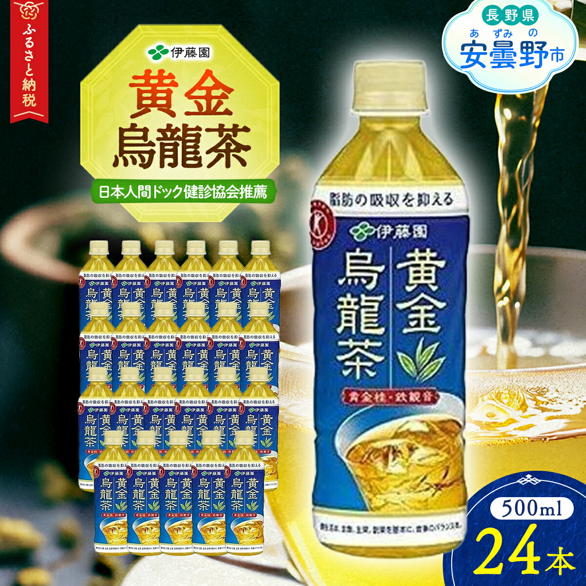 【ふるさと納税】伊藤園 【特保】黄金烏龍茶「500ml×24本」【飲料 烏龍茶 ウーロン茶 鉄観音 すっきり 特定保健用食品 長野県 安曇野市 信州】|長野県安曇野市
