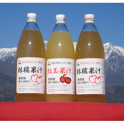 【ふるさと納税】【南信州あじさい農園】林檎果汁2本・紅玉果汁1本(無添加りんごジュース)【1587028】