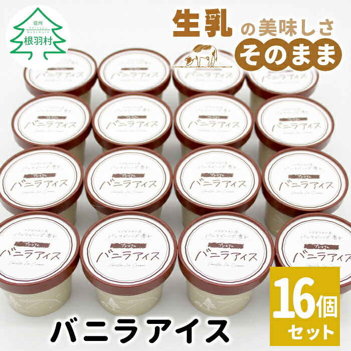 【ふるさと納税】《スピード発送★》 マダガスカル産バニラビーンズ使用！バニラアイスクリーム 16個入り アイスクリーム 詰め合わせ 即日発送 アイス ギフト 高級 大容量 80ml 生乳 牛乳 ミルク スイーツ バニラ バニラビーンズ 長野県 根羽村 10000円 7,600円