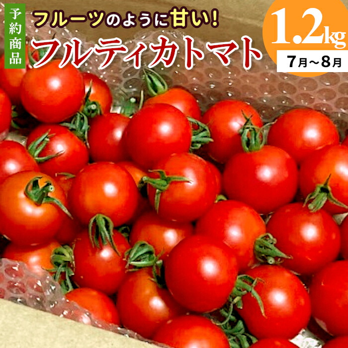 【ふるさと納税】予約品※2026年6月～7月発送 フルーツのように甘い フルティカトマト 1.2kg 令和8年度産 ※予約商品※ 割れ保障付 数量限定 高評価 トマト 中玉 野菜 人気 新鮮 産地直送 甘い 高糖度 完熟 リコピン ビタミン 美容 美肌 トマト ミニトマト 5000円 5,000円