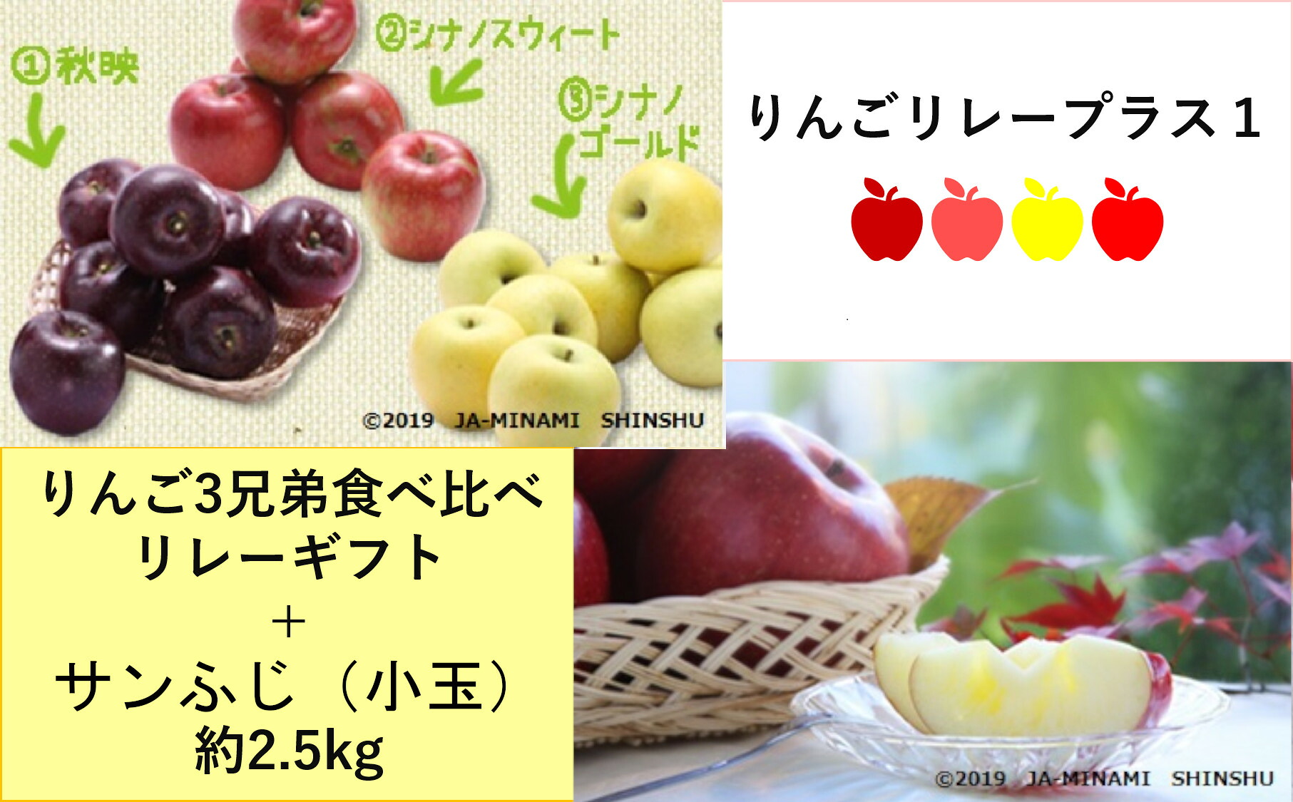 【ふるさと納税】【令和8年度発送先行予約品】J25　りんごリレープラス１ りんご 秋映 シナノゴールド シナノスイート サンふじ 小玉 リレー 定期便 2.5kg 4回