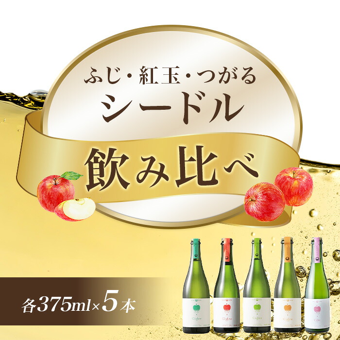 【ふるさと納税】1258 シードルセット(ふじ・紅玉・つがる)375ml × 5本|長野県山形村