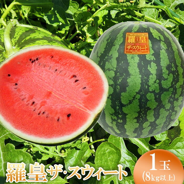 【ふるさと納税】山形村産 すいか「羅皇ザ・スウィート」 1玉（8kg以上）3215｜長野県山形村