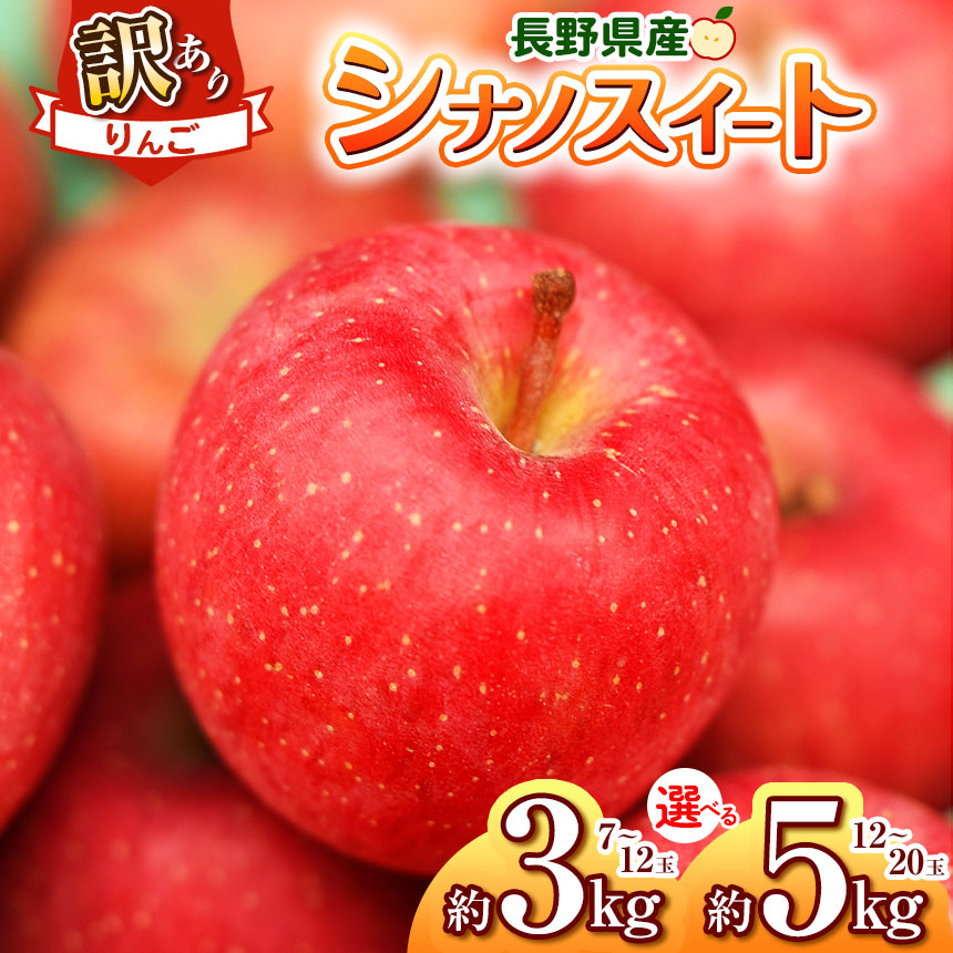 【ふるさと納税】訳あり シナノスイート 3kg ・ 5kg【2026年先行予約】 ｜ 浅野農園 リンゴ りんご 林檎 果物 くだもの フルーツ 果実 果汁 シナノスイート 訳あり 長野県 松川村 信州
