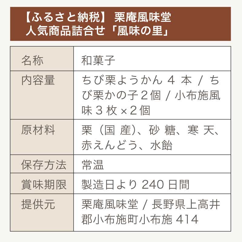 楽天市場 ふるさと納税 栗庵風味堂 人気商品詰合せ 風味の里 長野県小布施町