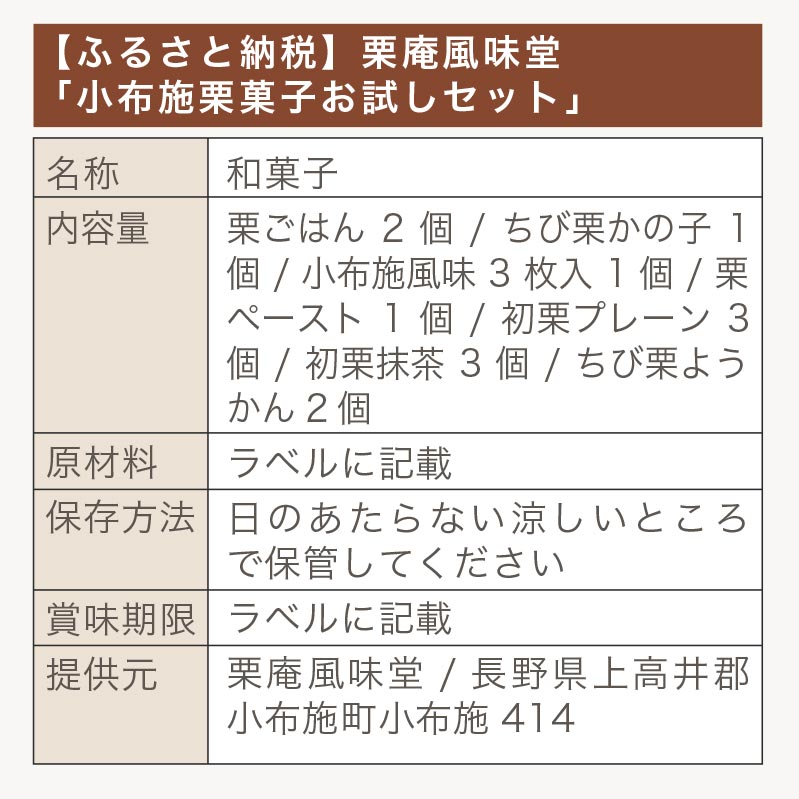 楽天市場 ふるさと納税 栗庵風味堂 小布施栗菓子お試しセット 長野県小布施町