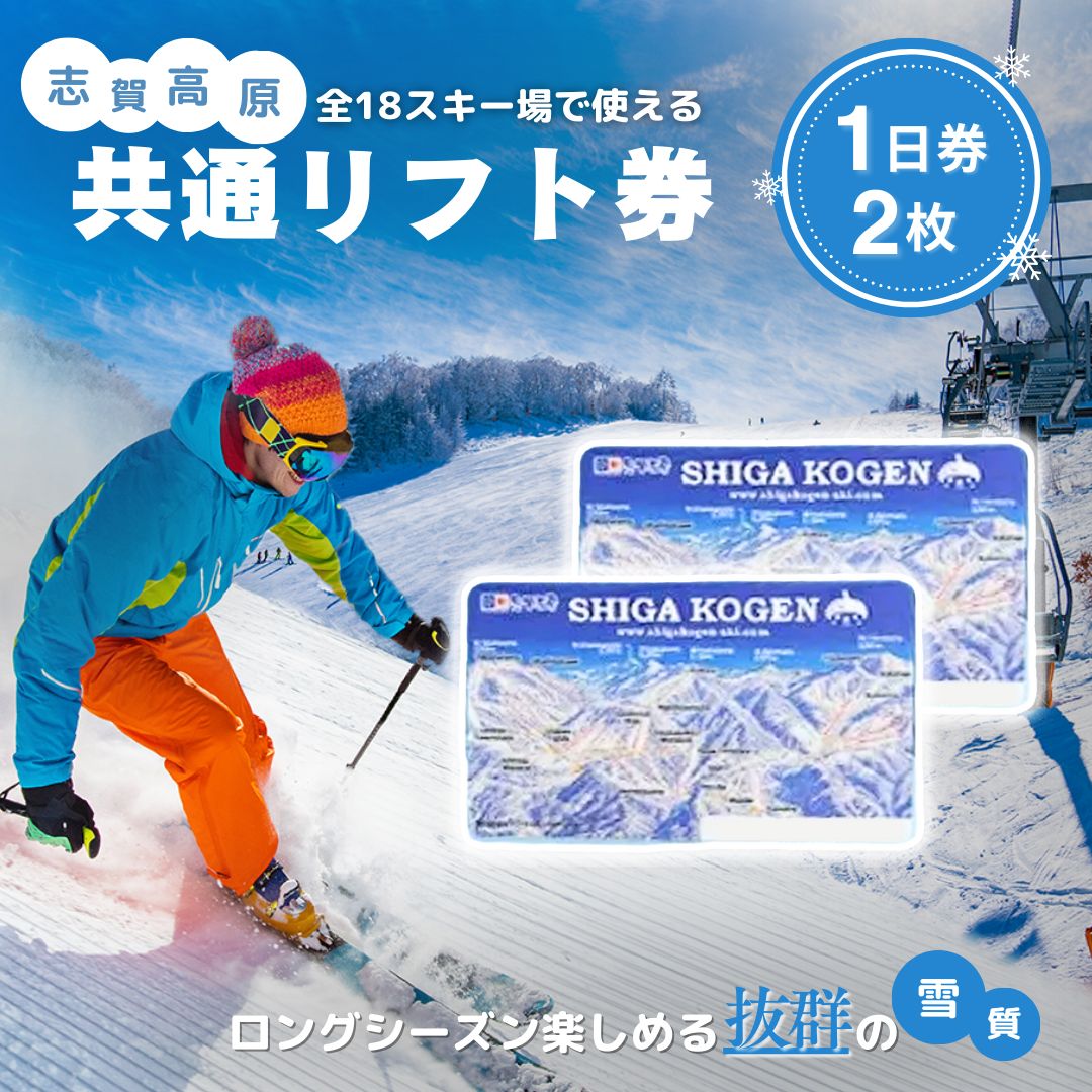 野沢温泉スキー場 1日券2枚(引換券) 野沢温泉スキー場 リフト＆ゴンドラ1日券 | ※決済完了後、11月