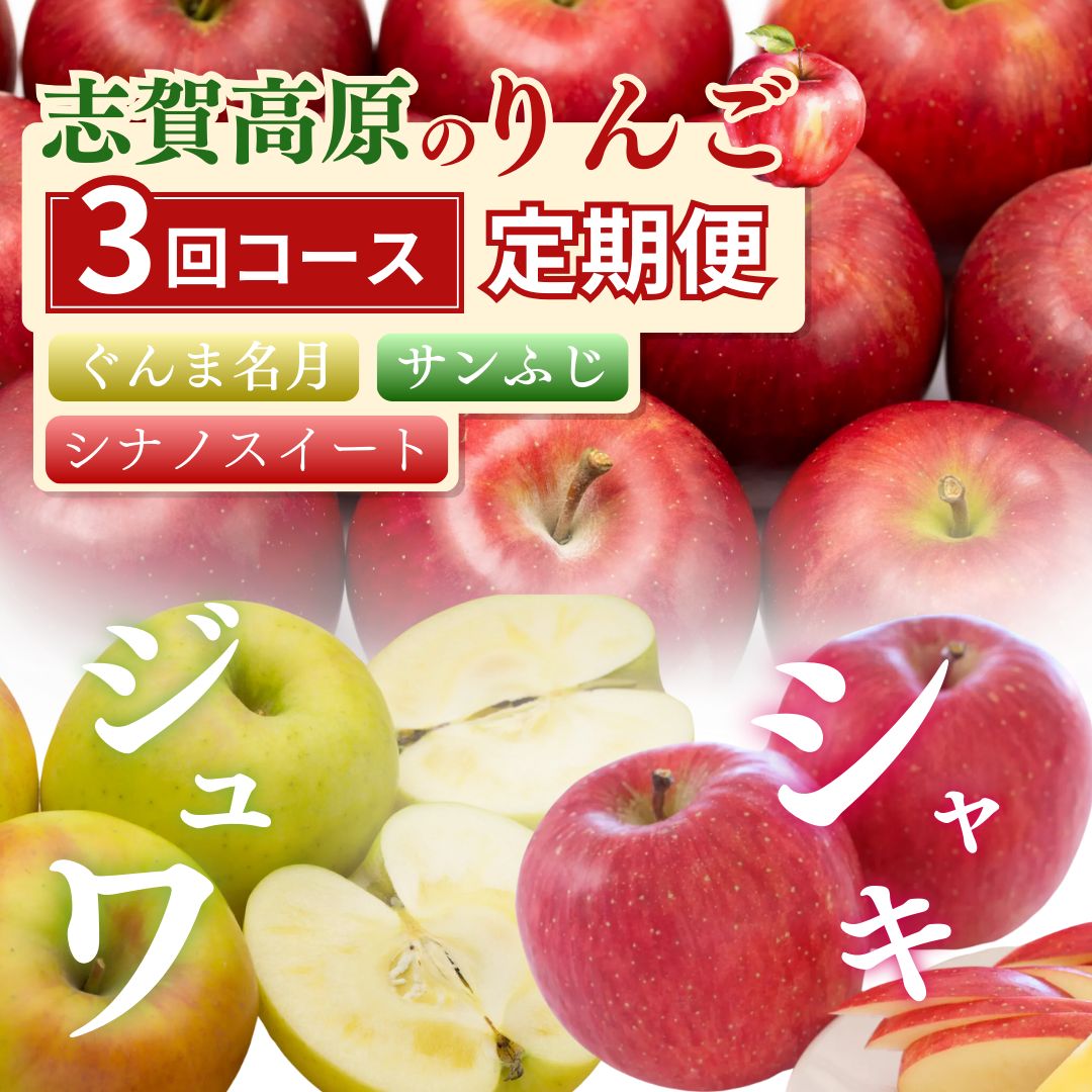 【ふるさと納税】定期便 3ヶ月 志賀高原季節のりんご定期便3回コース 【 りんご シナノスイート ぐんま名月 サンふじ リンゴ フルーツ 果物 デザート おやつ 長野県 長野 定期 お楽しみ 3回 】 　お届け：2025年10月20日～12月10日頃発送予定