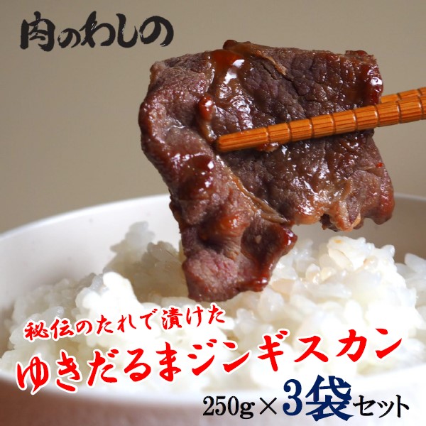 【ふるさと納税】ゆきだるまジンギスカン 250g×3袋 | Ge-1｜ジンギスカン 味付き ラム肉 羊肉 焼肉 焼き肉 バーベキュー BBQ お土産 おみやげ 小分け 個包装 簡単調理 信州 長野県 野沢温泉村