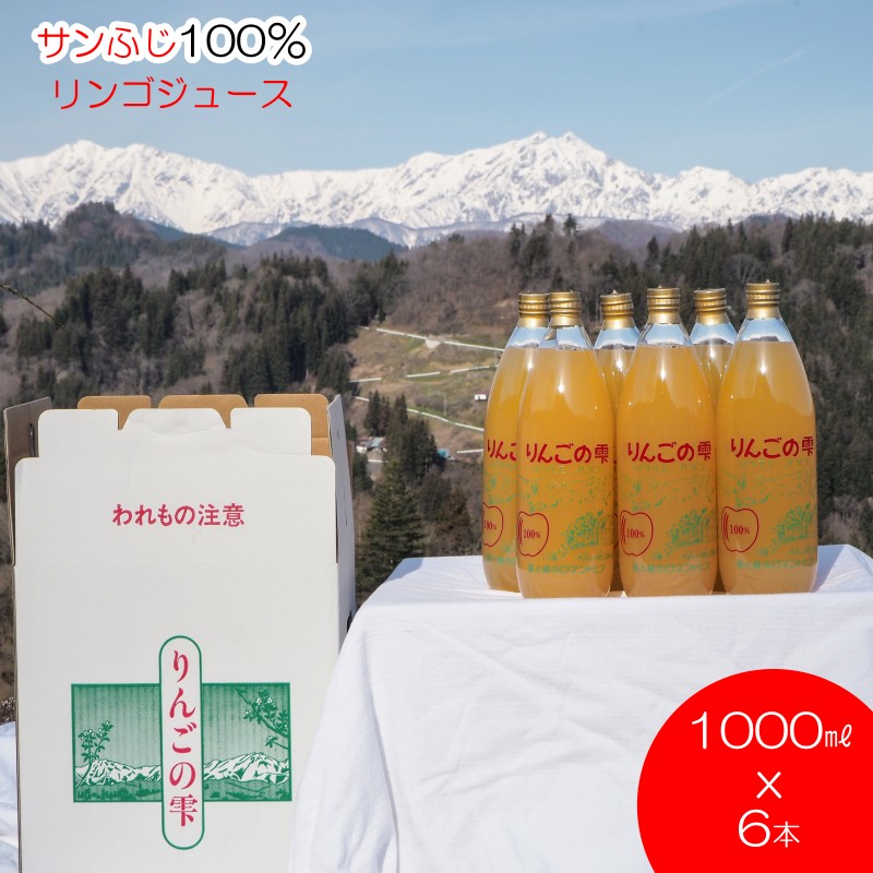 【ふるさと納税】258*サンふじりんご100%ジュース1L 6本|長野県小川村
