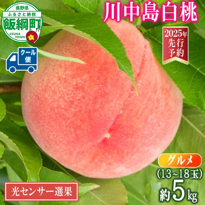 【ふるさと納税】 グルメ 桃 5kg （ 川中島白桃 ） 糖度13度以上 光センサー選別品 沖縄県への配送不可 日時指定および不在指定不可 長野県 飯綱町 〔 桃 もも モモ フルーツ 信州 先行 予約 お中元 ギフト 41000円 〕発送期間：2025年8月下旬～2025年9月中旬