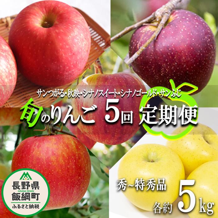 【ふるさと納税】 旬のりんご 【 定期便 】 秀 ～ 特秀 4.5kg ～ 5kg × 5回 松橋りんご園 沖縄県への配送不可 令和7年度収穫分 長野県 飯綱町 【 信州 果物 フルーツ リンゴ 林檎 長野 】発送時期：2025年9月上旬～2025年12月下旬 {***}