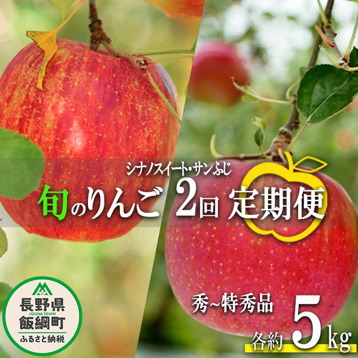 【ふるさと納税】 旬のりんご 【 定期便 】 秀 ～ 特秀 5kg × 2回 渡辺農園 沖縄県への配送不可 令和7年度収穫分 エコファーマー認定 減農薬栽培 長野県 飯綱町 【 信州 果物 フルーツ リンゴ 林檎 長野 】発送時期：2025年10月中旬～2025年12月中旬