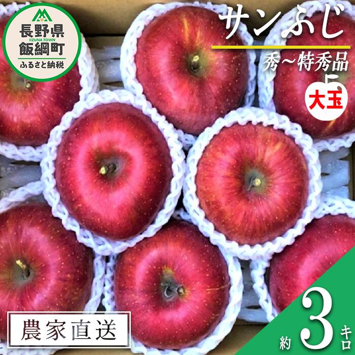 【ふるさと納税】 りんご 蜜入り サンふじ 秀 ～ 特秀 ( 大玉 ) 3kg サイズおまかせ 井澤農園 沖縄県への配送不可 令和7年度収穫分 長野県 飯綱町 〔 信州 果物 フルーツ リンゴ 林檎 長野 20000円 予約 農家直送 〕発送時期：2025年12月上旬～2026年1月下旬 {***}