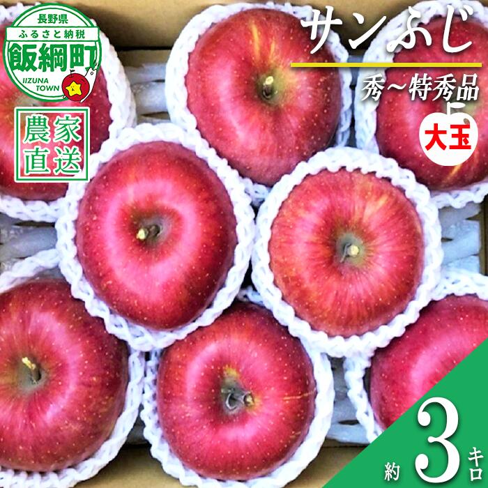 【ふるさと納税】 りんご 蜜入り サンふじ 秀 ～ 特秀 ( 大玉 ) 3kg サイズおまかせ 井澤農園 沖縄県への配送不可 令和8年度収穫分 長野県 飯綱町 〔 信州 果物 フルーツ リンゴ 林檎 長野 20000円 予約 農家直送 〕発送時期：2026年12月上旬～2027年1月下旬 {***}｜長野県飯綱町