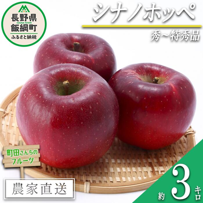 【ふるさと納税】 りんご シナノホッペ 秀 ～ 特秀 3kg 長野県 飯綱町 〔 リンゴ 林檎 果物 フルーツ 信州 長野 12000円 予約 農家直送 〕発送期間：2025年11月上旬～2025年12月上旬{***}