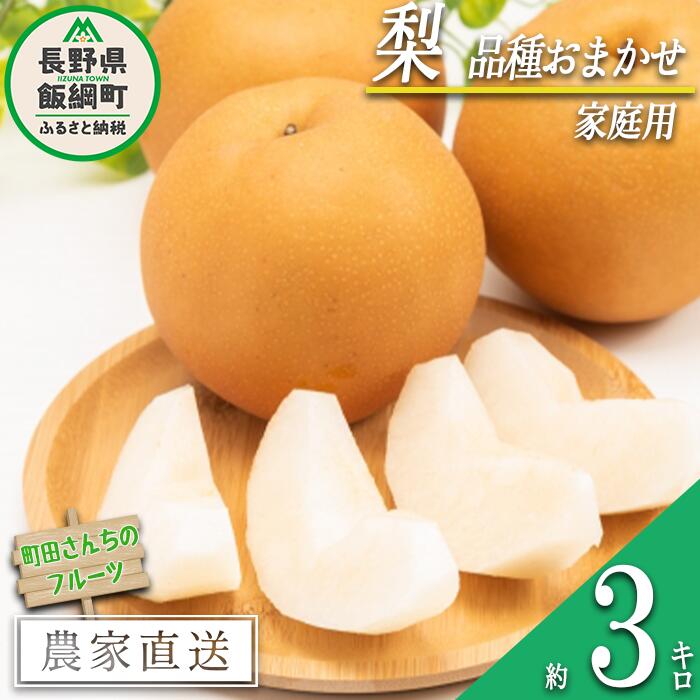 【ふるさと納税】 梨 家庭用 3kg （品種おまかせ） 配送先は本州限定 町田さんちのフルーツ 長野県 飯綱町 〔 なし ナシ フルーツ 果物 信州 長野 12000円 〕発送期間：2025年9月上旬～2025年10月上旬