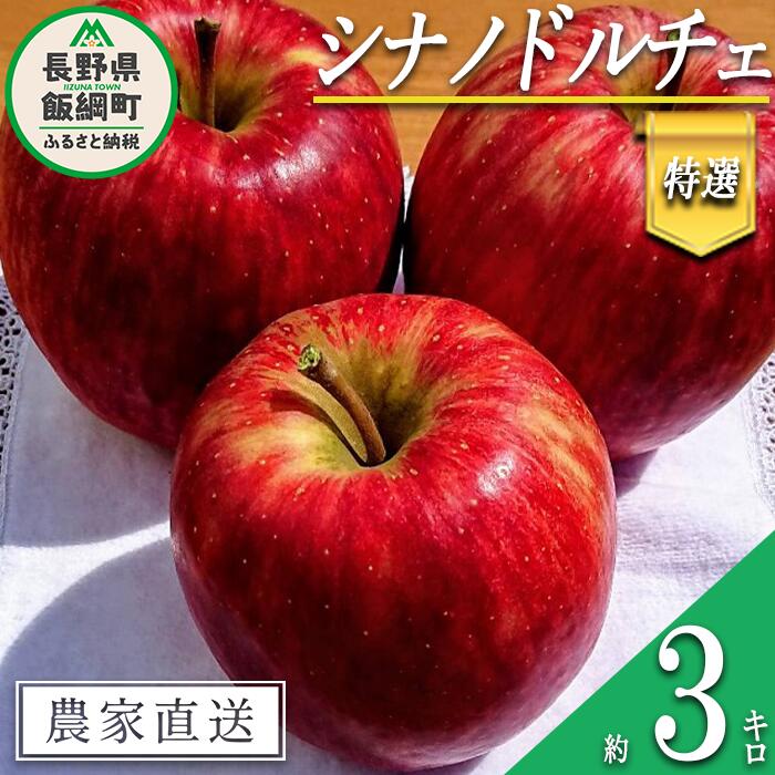 【ふるさと納税】 りんご シナノドルチェ 特選 3kg やまじゅうファーム 沖縄県への配送不可 令和7年度収穫分 信州の環境にやさしい農産物 減農薬栽培 長野県 飯綱町 【 信州 果物 フルーツ リンゴ 林檎 長野 15000円 】発送時期：2025年9月中旬～2025年10月上旬{***}