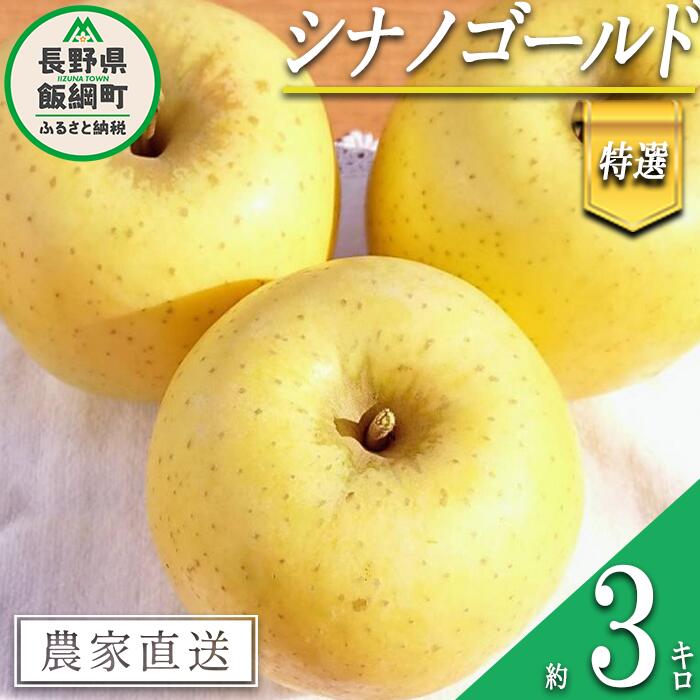 【ふるさと納税】 りんご シナノゴールド 特選 3kg やまじゅうファーム 沖縄県への配送不可 令和7年度収穫分 信州の環境にやさしい農産物 減農薬栽培 長野県 飯綱町 【 信州 果物 フルーツ リンゴ 林檎 長野 15000円 】発送時期：2025年11月上旬～