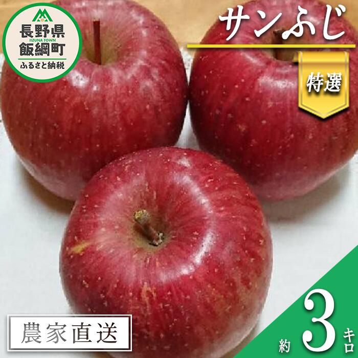 【ふるさと納税】 りんご サンふじ 特選 3kg やまじゅうファーム 沖縄県への配送不可 令和7年度収穫分 信州の環境にやさしい農産物 減農薬栽培 長野県 飯綱町 【 信州 果物 フルーツ リンゴ 林檎 長野 】発送時期：2025年12月上旬～2025年12月中旬{***}