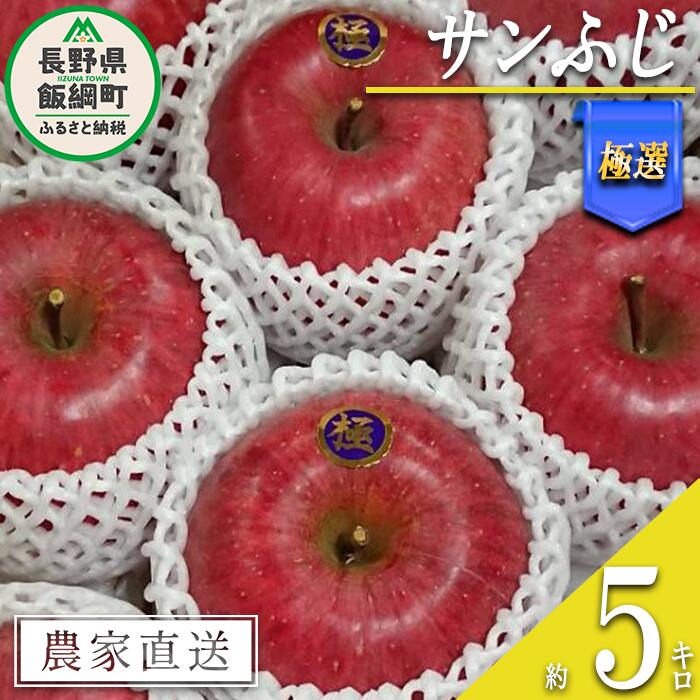【ふるさと納税】 りんご サンふじ 極選 5kg やまじゅうファーム 令和7年度収穫分 信州の環境にやさしい農産物 減農薬栽培 長野県 飯綱町 【 信州 果物 フルーツ リンゴ 林檎 長野 】発送時期：2025年12月上旬～2025年12月下旬