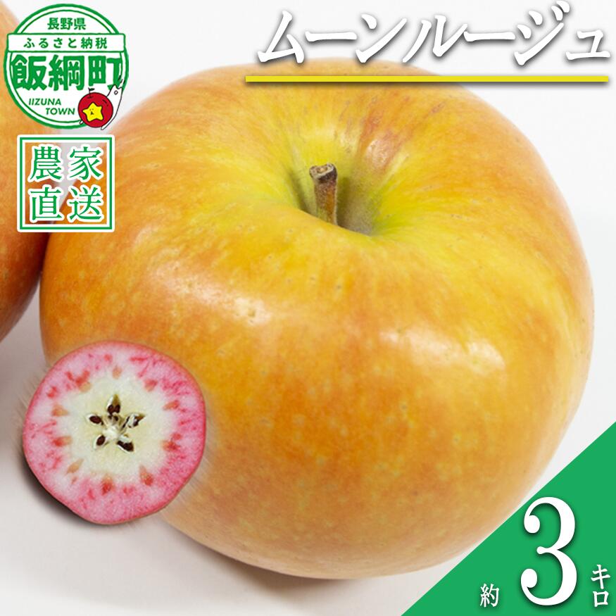 【ふるさと納税】 りんご ムーンルージュ 3kg やまじゅうファーム 沖縄県への配送不可 令和7年度収穫分 信州の環境にやさしい農産物 減農薬栽培 長野県 飯綱町 【 信州 果物 フルーツ リンゴ 林檎 長野 16000円 】発送時期：2025年10月下旬～2025年11月上旬{***}