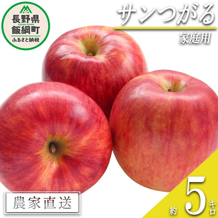 【ふるさと納税】 りんご サンつがる 家庭用 5kg 沖縄県への配送不可 令和7年度収穫分 宮本ファーム エコファーマー 減農薬栽培 長野県 飯綱町 〔 リンゴ 林檎 果物 フルーツ 信州 長野 12000円 予約 農家直送 〕発送期間：2025年9月上旬～2025年9月下旬