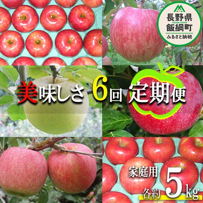 【ふるさと納税】 旬のりんご 【 定期便 】 家庭用 5kg × 6回 ヤマウラ農園 沖縄県への配送不可 令和7年度収穫分 長野県 飯綱町 〔 信州 果物 フルーツ リンゴ 林檎 長野 予約 農家直送 〕発送期間：2025年8月中旬～2025年12月中旬 {**}