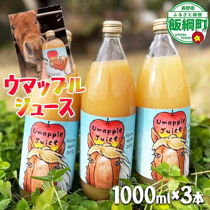 【ふるさと納税】ウマップルジュース りんごジュース 1000ml × 3本 果汁100% 馬と 沖縄県への配送不可 長野県 飯綱町 〔 飲料 果汁飲料 りんご リンゴ 林檎 ジュース 信州 20000円 農家直送 〕