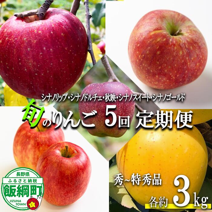【ふるさと納税】 旬のりんご 【 定期便 】 旬の5品種 3kg × 5回 秀～特秀 関果樹園もりんご 沖縄県への配送不可 〔 果物 フルーツ 林檎 長野 予約 農家直送 贈答用 3キロ 定期便 〕【令和8年度収穫分】 発送：2026年8月下旬～ 37,375円