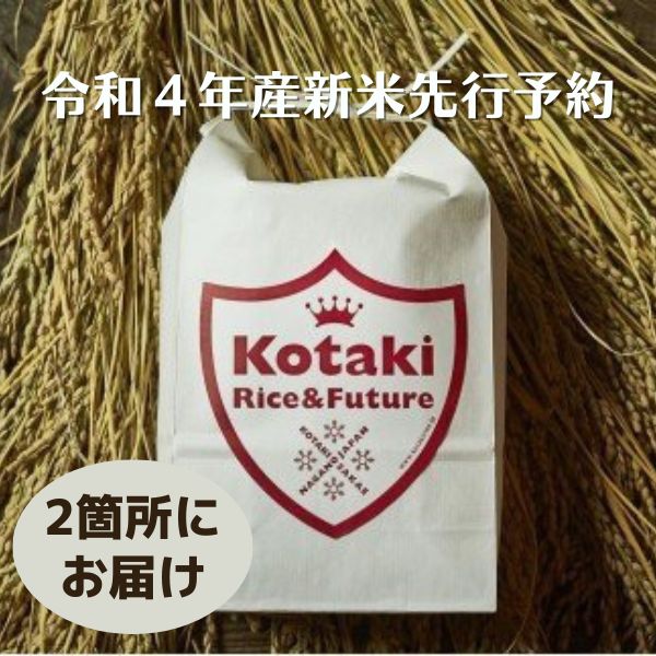 令和4年産 復興希少米をご自宅と離れて暮らす家族に!コタキホワイト5kgを毎月2ヶ所お届け(全12回)