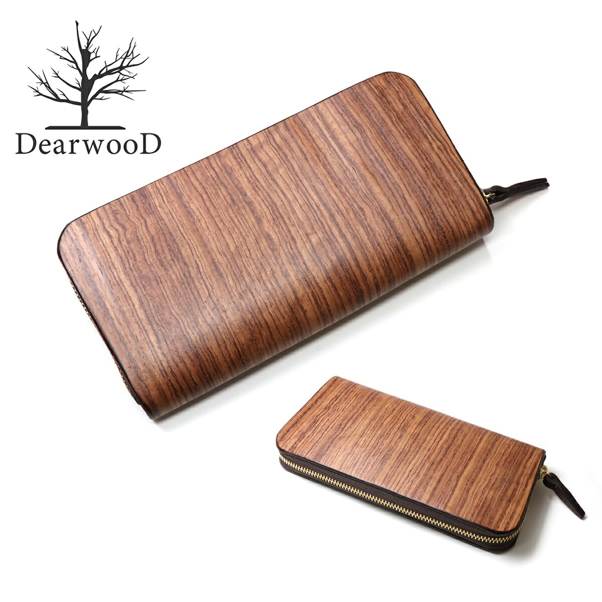 【ふるさと納税】DearwooD 木の財布(チェーン:ゴールド/チャーム:ブラック)