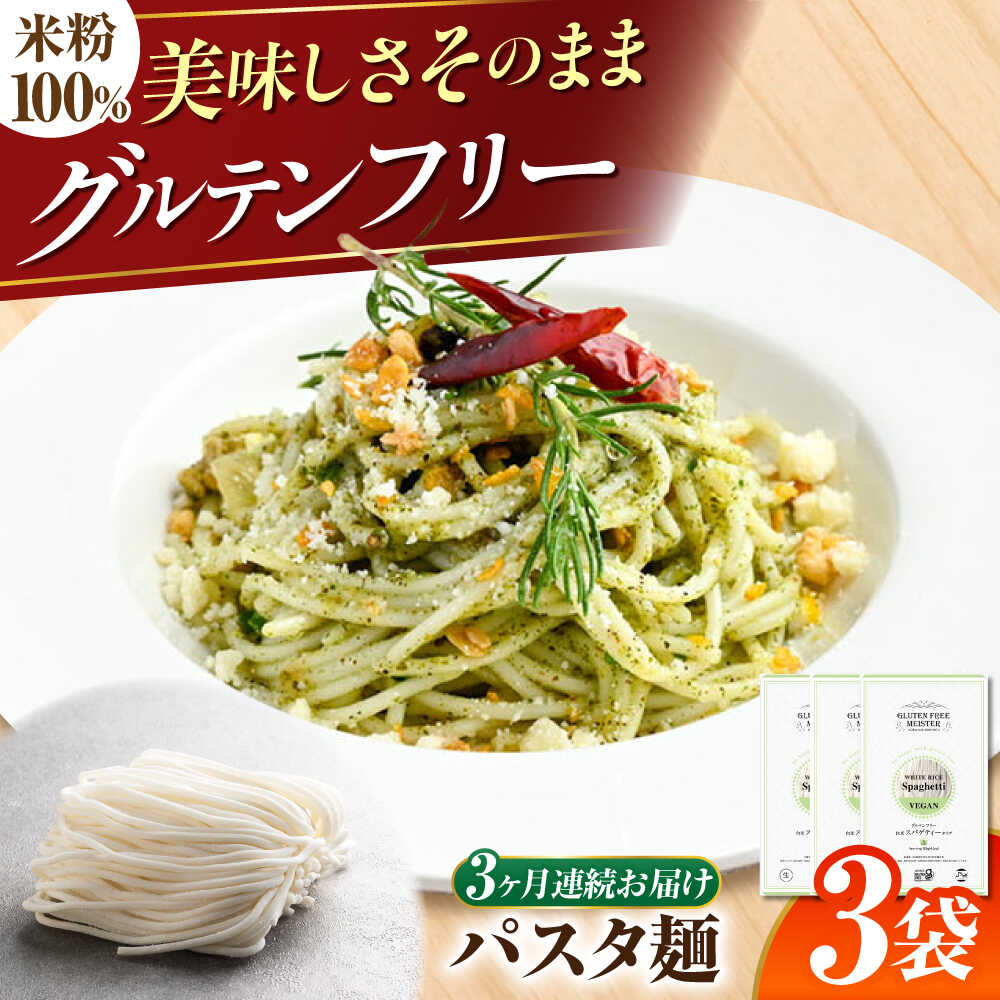 【ふるさと納税】【3回定期便】 【グルテンフリー】 モチモチ食感！ 米粉パスタ スパゲティ グルテンフリー 米粉 岐阜市 / 小林生麺[ANGM024]