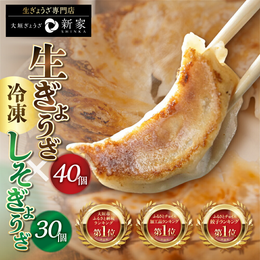 【ふるさと納税】生ぎょうざ専門店「新家」 計70個セット 生餃子 40個 (小分け 20個 2袋) しそ餃子 30個(小分け 15個 2袋）個包装 専門店 ぎょうざ 国産 素材 ギョーザ 冷凍餃子 冷食 冷凍食品 惣菜 おかず 中華 人気 ランキング 1万円 10000円 ゼロックス 岐阜県 大垣市 7,200円