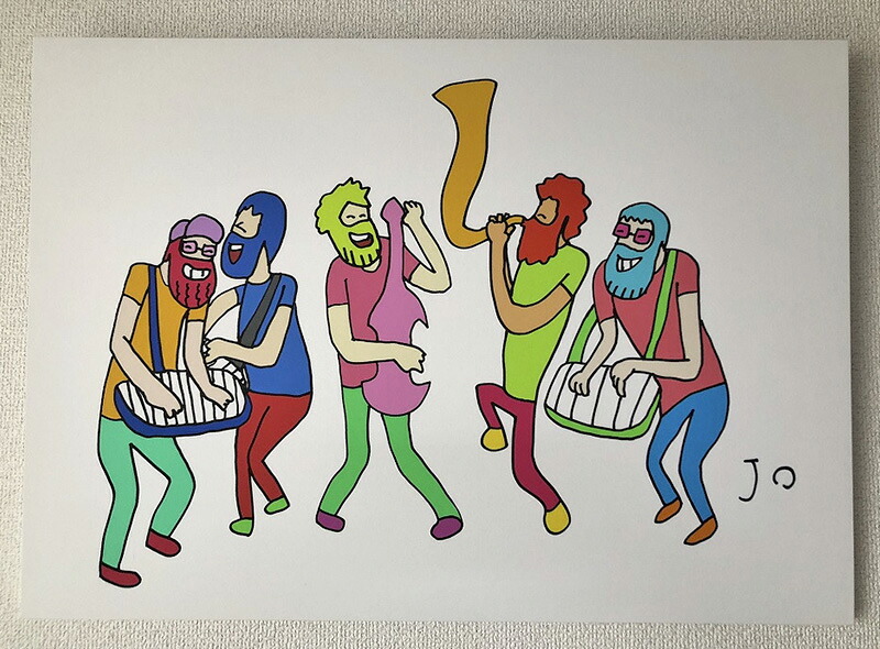 【ふるさと納税】 絵画『えんそうたのしいね』 インテリア 壁掛け キャンバス ファブリック アートパネル アートフレーム モダン ポップ JO JO Joe's world 岐阜県 大垣市|岐阜県大垣市
