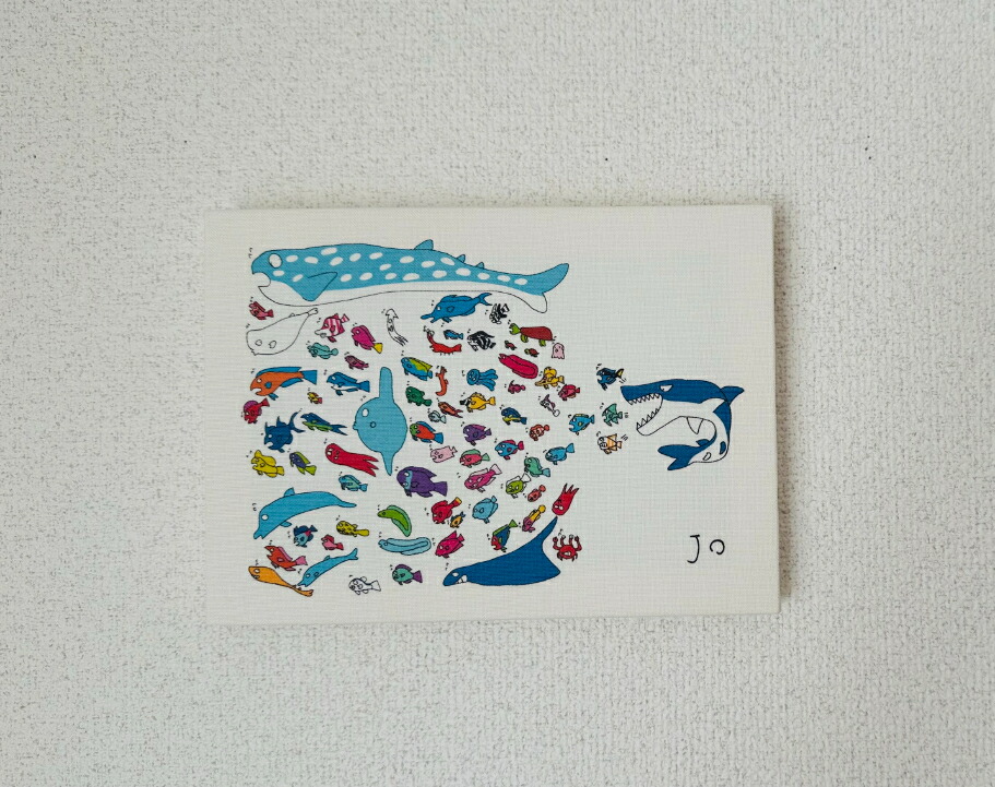 【ふるさと納税】 絵画『ジョーズだぁ』ミニサイズ インテリア 壁掛け キャンバス ファブリック アートパネル アートフレーム モダン ポップ ＪＯ JO Joe's world 岐阜県 大垣市