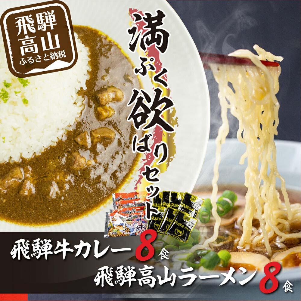 【ふるさと納税】飛騨牛カレー（160ｇ×8袋）と飛騨高山ラーメン（2食入×4袋で8食）満腹欲ばりセット | 高山の味を満喫 飛騨牛 レトルト加工食品 カレー ラーメン セット ご当地カレー 人気 おすすめ 飛騨高山 ふるさと清見 DC012
