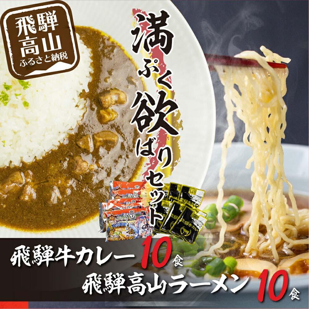 【ふるさと納税】飛騨牛カレー（160ｇ×10袋）と飛騨高山ラーメン（2食入×5袋で10食）満腹欲ばりセット |  高山の味を満喫 飛騨牛 レトルト加工食品 カレー ラーメン セット ご当地カレー人気 おすすめ 飛騨高山 ふるさと清見 DC011