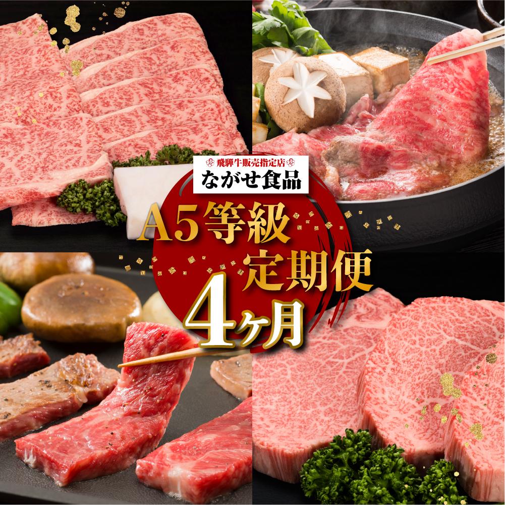 【ふるさと納税】【定期便】(全4回)A5ランク 飛騨牛 贅沢 食べつくし 約1.8kg  ( カルビ・もも / ロースすき焼き / 肩ロースしゃぶしゃぶ / シャトーブリアン)  | 定期便 肉 豪華 a5 食べ比べ 希少部位 飛騨高山 有限会社ながせ食品 FH100VP