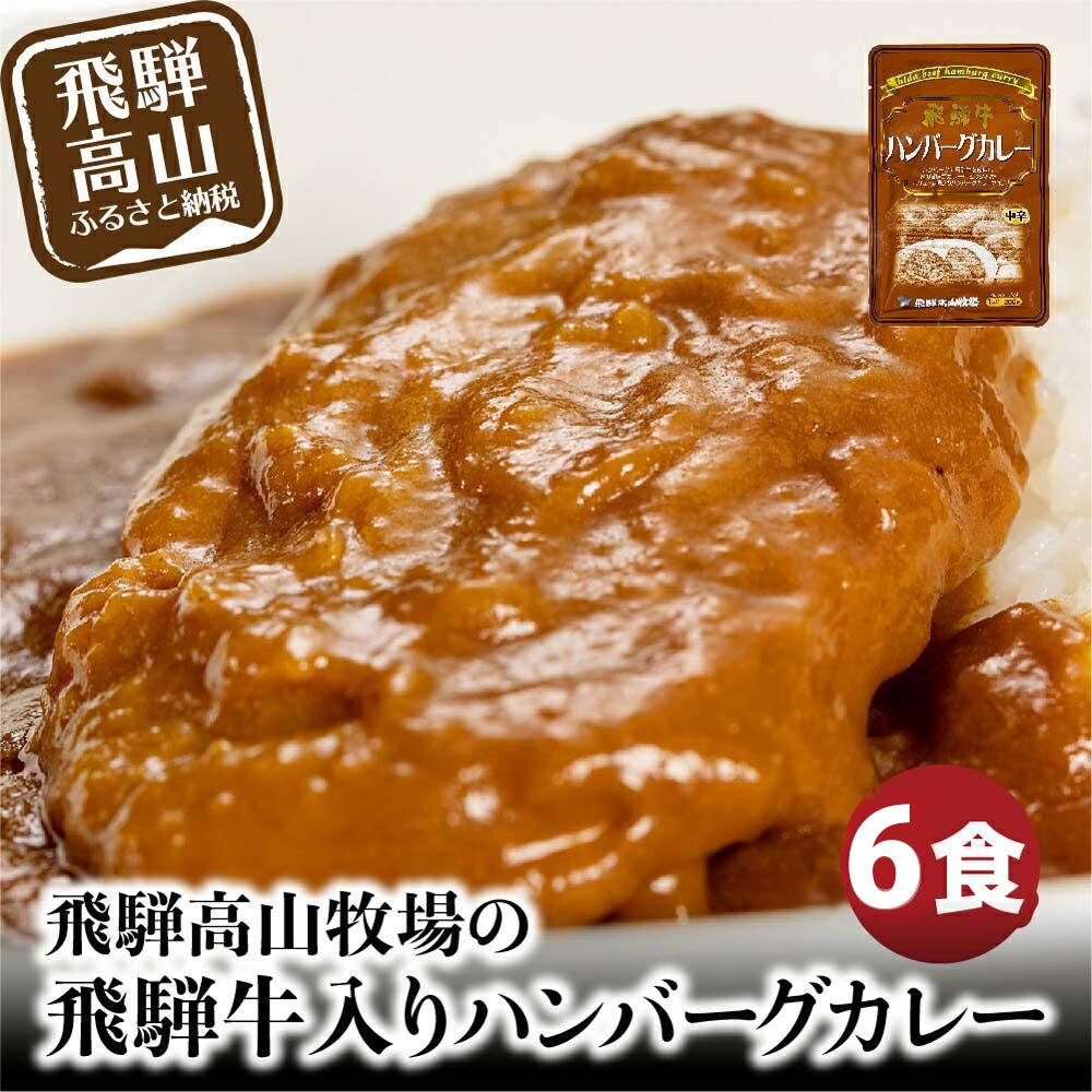 【ふるさと納税】飛騨牛入りハンバーグが入ったレトルトカレー 6食 | 惣菜 温めるだけ おかず レトルト食品 加工品 常備食 お手軽おかず 常温 個包装 レンジ 湯せん 非常食 レトルト 飛騨高山牧場 HG006