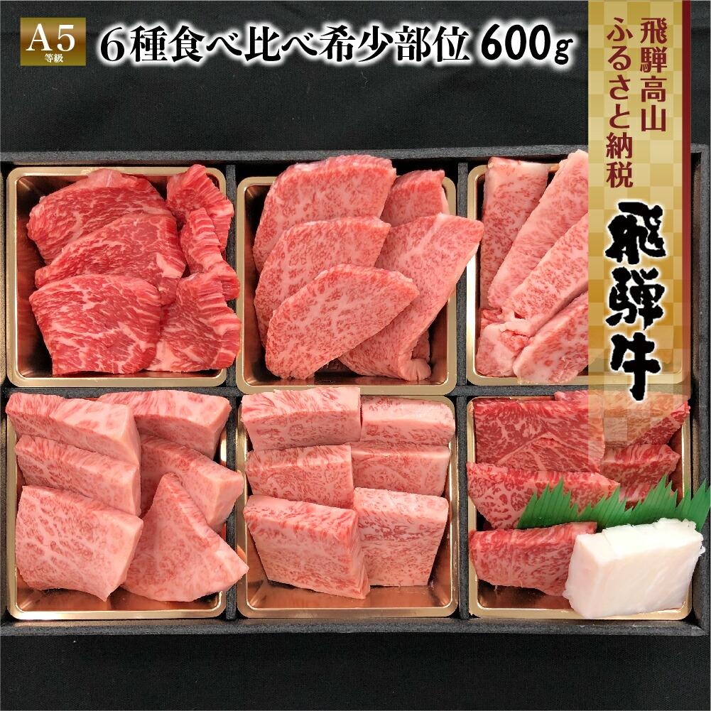 【ふるさと納税】飛騨牛 焼肉 6種食べ比べ セット 600g(100g×6）| 発送時期が選べる 希少部位 A5 5等級 盛り合わせ 焼き肉 やきにく 和牛 牛肉 個包装 飛騨高山 ながせ食品 FH017VP