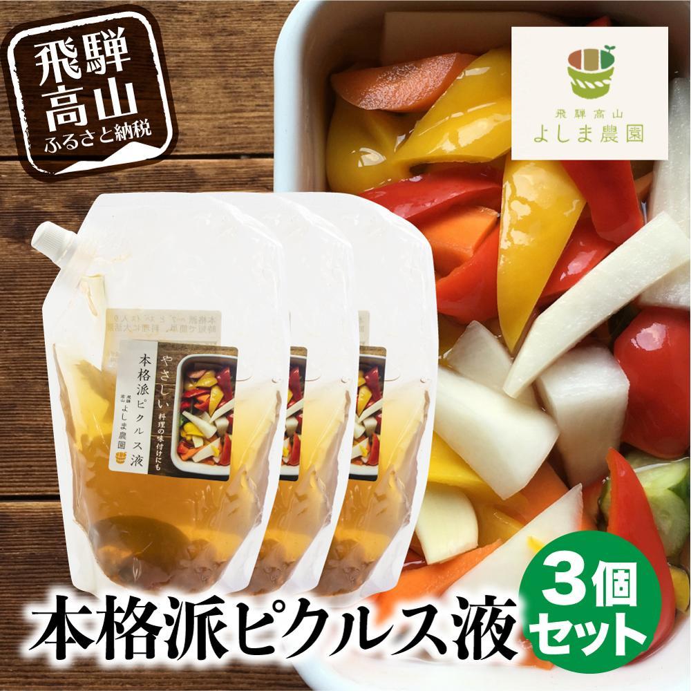 【ふるさと納税】本格派 ピクルス液 3個セット ドレッシング マリネ液 無添加  飛騨高山よしま農園 CK012VP