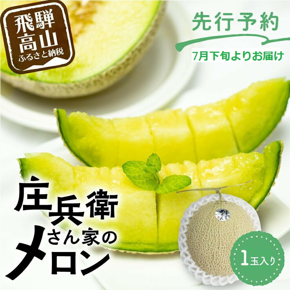 【ふるさと納税】【先行受付】庄兵衛さん家のメロン1玉（7月下旬～順次発送）| メロン フルーツ 果物 アースメロン 箱入り 期間限定 数量限定 ギフト 贈答 人気 おすすめ お取り寄せ 飛騨高山 寺田農園 BN003
